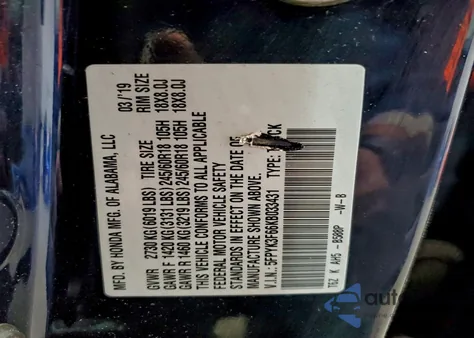 2019 Honda Ridgeline Rtl z USA, uszkodzony, nr VIN 5FPYK3F66KB033431